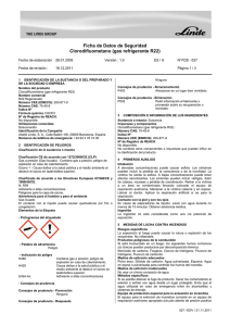 Ficha de Datos de Seguridad Clorodifluometano (gas