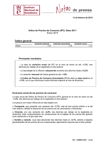 Índice de Precios de Consumo - Instituto Nacional de Estadistica.