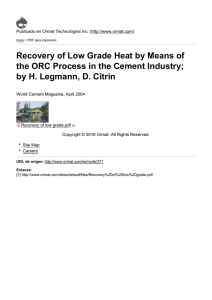 Recovery of Low Grade Heat by Means of the ORC Process in the