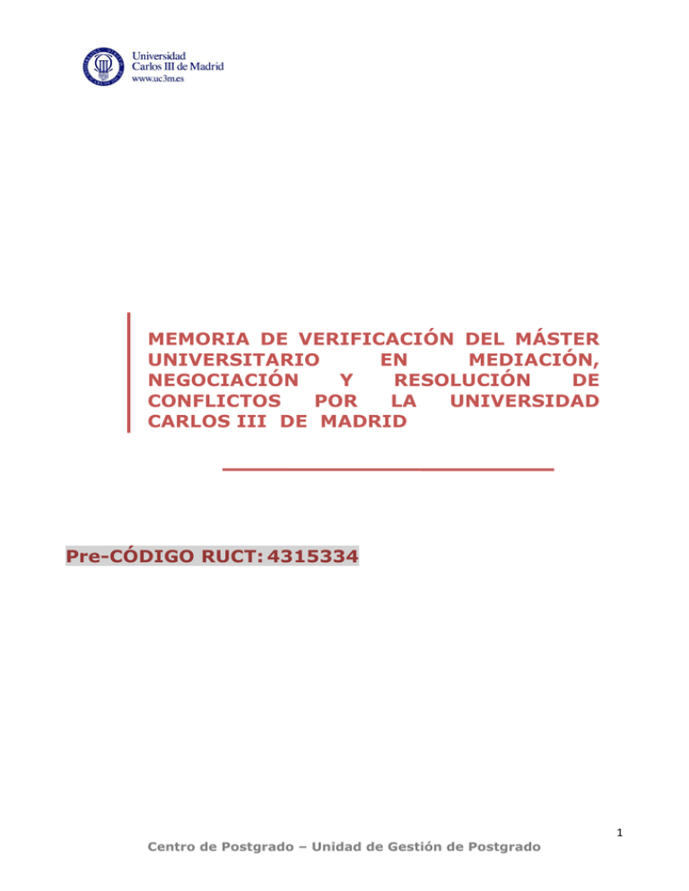 Memoria De Verificación Del Máster Universitario En