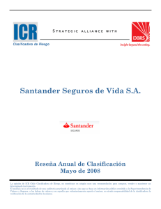 Reseña Anual de Clasificacion Santander Seguros de Vida S.A.