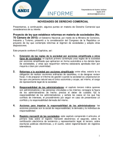 NOVEDADES DE DERECHO COMERCIAL Proyecto de ley que