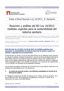 Resumen y análisis del RD Ley 16/2012 medidas urgentes para la