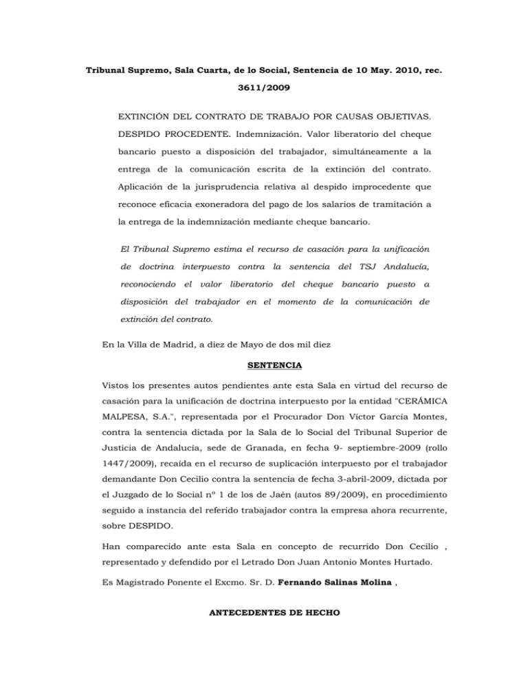 Tribunal Supremo, Sala Cuarta, de lo Social, Sentencia de