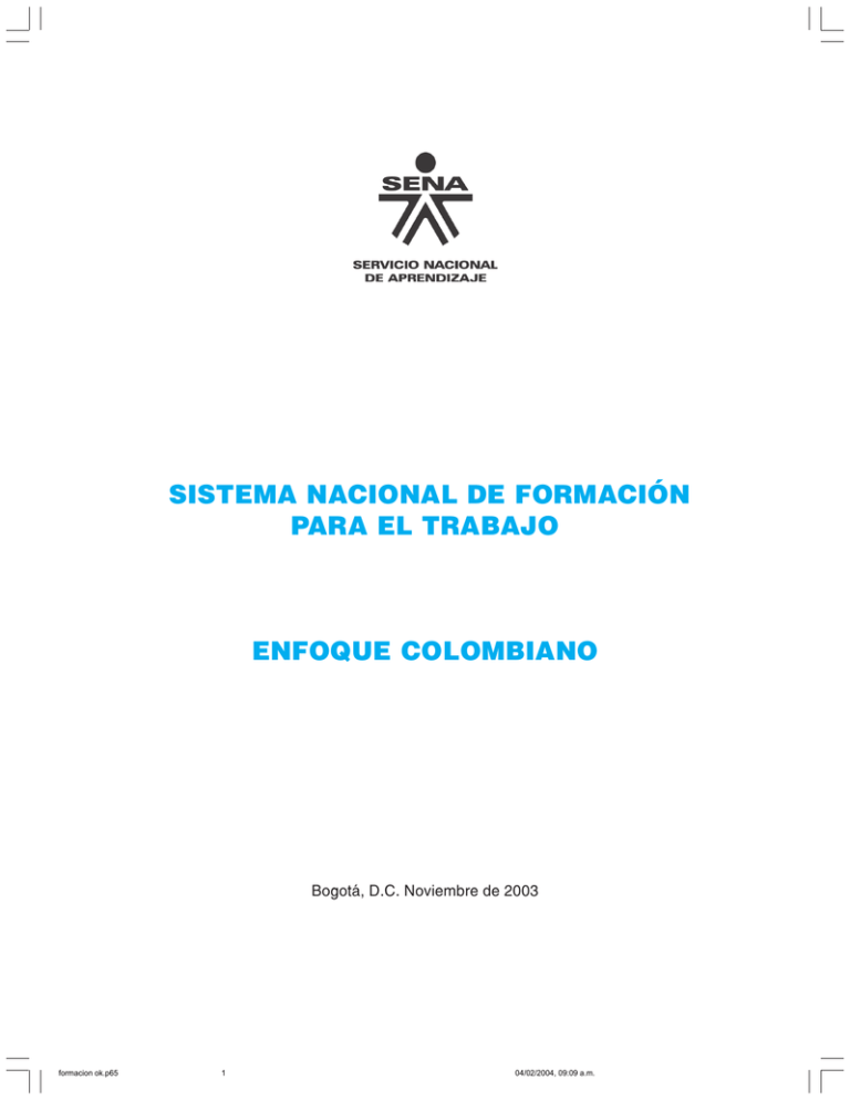 Sistema Nacional De Formación Para El Trabajo Enfoque