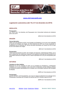 Legislación autonómica (del 16 al 31 de diciembre de 2015)
