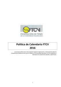 Política de Calendario - Federación de Tenis de la Comunidad