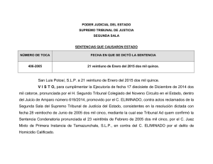 San Luis Potosí, S.L.P. a 21 veintiuno de Enero del 2015 dos mil