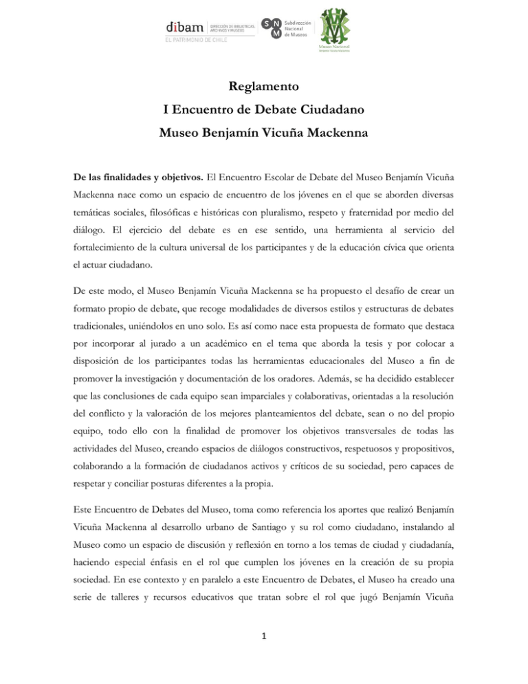 Reglamento I Encuentro De Debate Ciudadano Museo Benjam n