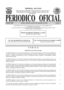 primera seccion indice - Periódico Oficial del Gobierno del Estado