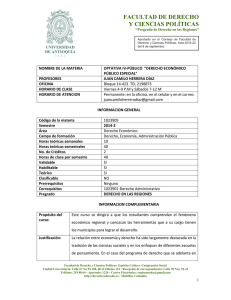 Optativa IV público: derecho económico público especial.