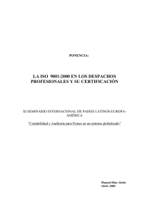 LA ISO 9001:2000 EN LOS DESPACHOS PROFESIONALES Y SU