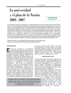 La universidad y el plan de la Nación 2001- 2007