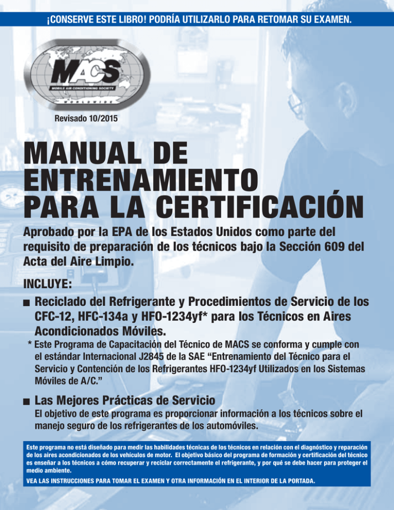 Manual De Entrenamiento Para La Certificación