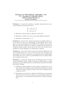 Examen de Matemáticas Aplicadas a las CC. Sociales II (Modelo