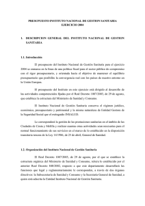 PRESUPUESTO INSTITUTO NACIONAL DE GESTION SANITARIA