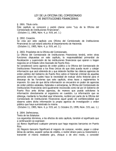 LEY DE LA OFICINA DEL COMISIONADO DE INSTITUCIONES