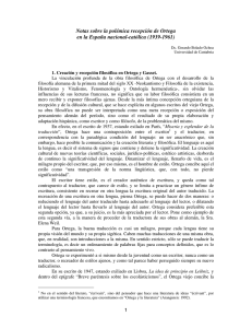 Notas sobre la polémica recepción de Ortega en la España nacional