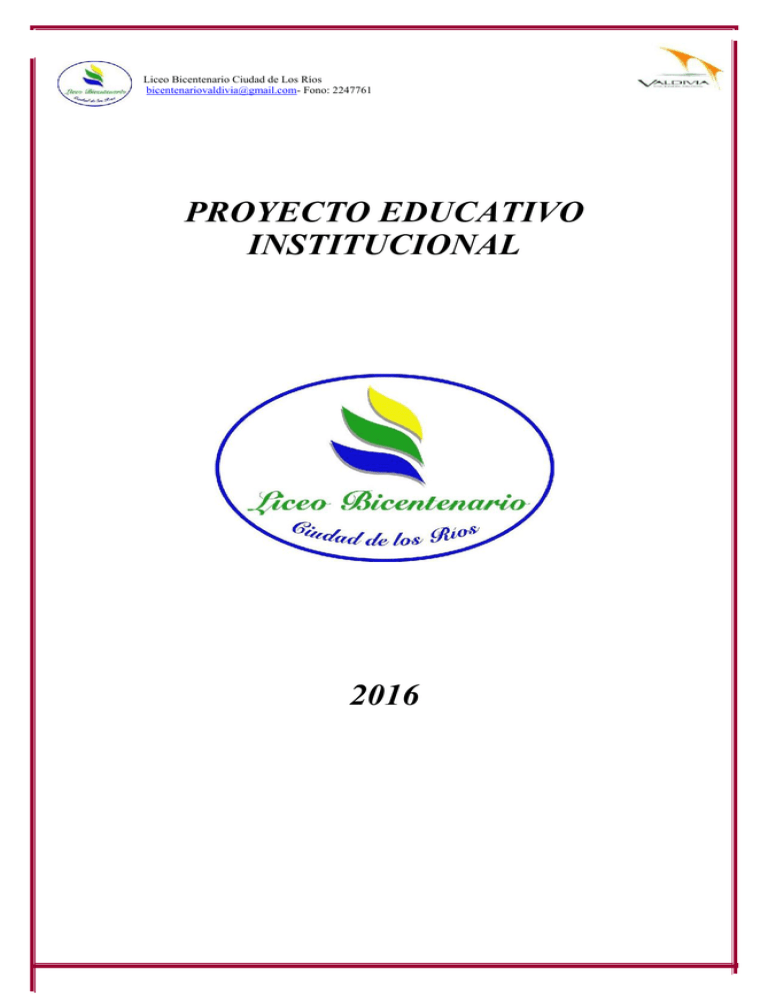 PROYECTO EDUCATIVO INSTITUCIONAL 2016