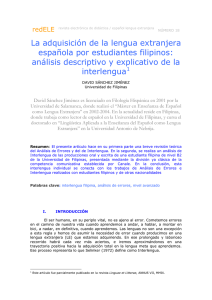 La adquisición de la lengua extranjera española por estudiantes