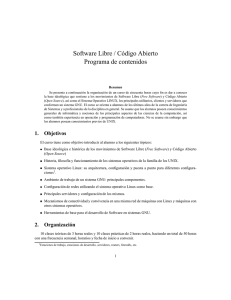 Software Libre / Código Abierto Programa de contenidos