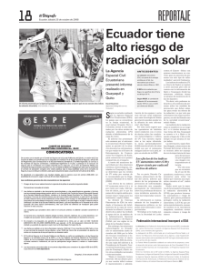 Alto riesgo de radiacion solar en Ecuador - exa