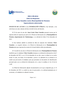 NUE 3-FR-2016 Falta de Respuesta Tobar González contra