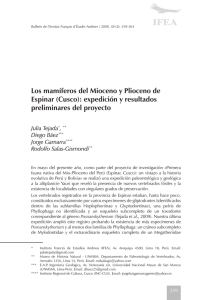 Los mamíferos del Mioceno y Plioceno de Espinar (Cusco