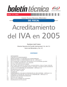 Acreditamiento del IVA en 2005