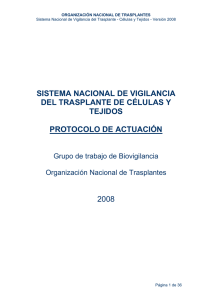 Sistema de Biovigilancia - Organización Nacional de Trasplantes