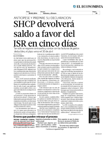 SHCP devolverá saldo a favor del ISR en cinco días
