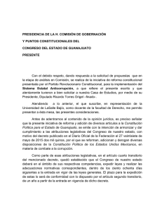 PRESIDENCIA DE LA H. COMISIÓN DE GOBERNACIÓN Y