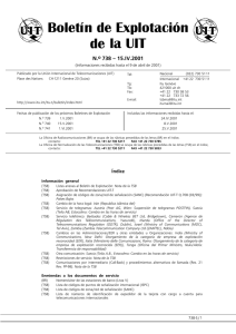 Boletín de Explotación de la UIT No 738 - 15.IV.2001