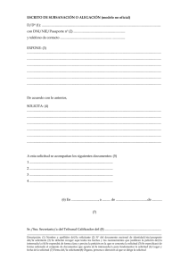 Impreso propuesto de Escrito de subsanación o alegación