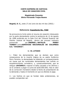 CORTE SUPREMA DE JUSTICIA SALA DE CASACION CIVIL