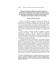 Mensaje del profesor Ramón Antonio Guzmán en ocasión