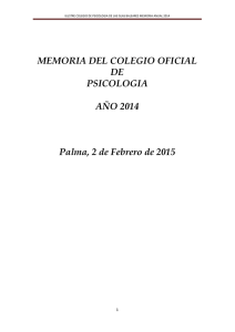 MEMORIA DEL COLEGIO OFICIAL DE PSICOLOGIA AÑO