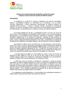 Informe de la Comisión Nacional de Bioética en Salud de Ecuador