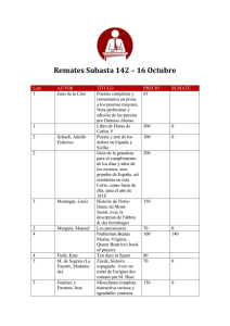 Remates Subasta 142 – 16 Octubre
