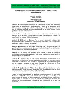 Constitución Politica del Estado Libre y Soberano de Quintana Roo.