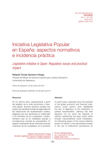Iniciativa Legislativa Popular en España: aspectos normativos