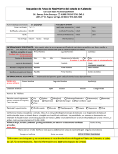 Requerido de Actas de Nacimiento del estado de Colorado