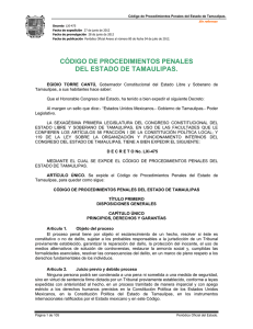 c&oacute;digo de procedimientos penales del estado de tamaulipas.