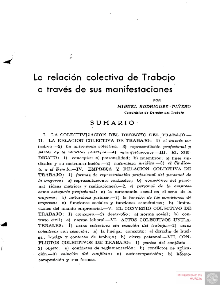 La Relación Colectiva De Trabajo A Través De Sus Manifestaciones