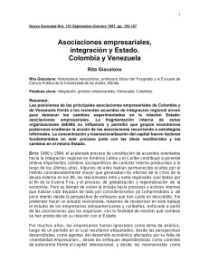Asociaciones empresariales, integración y Estado. Colombia y