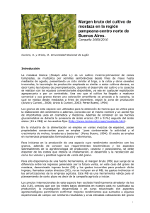Margen bruto del cultivo de mostaza en la región pampeana