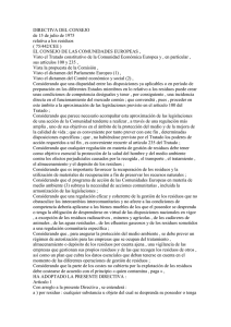 Directiva 75/442/CEE del Consejo, de 15 de julio de 1975 relativa a