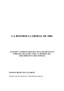 La Reforma Laboral de 2006 de Damián Beneyto Calabuig
