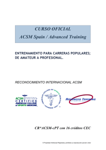 CURSO OFICIAL ACSM Spain / Advanced Training