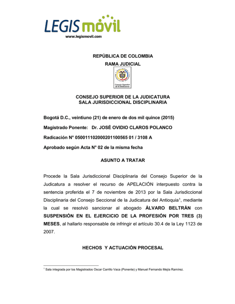 REPÚBLICA DE COLOMBIA RAMA JUDICIAL CONSEJO